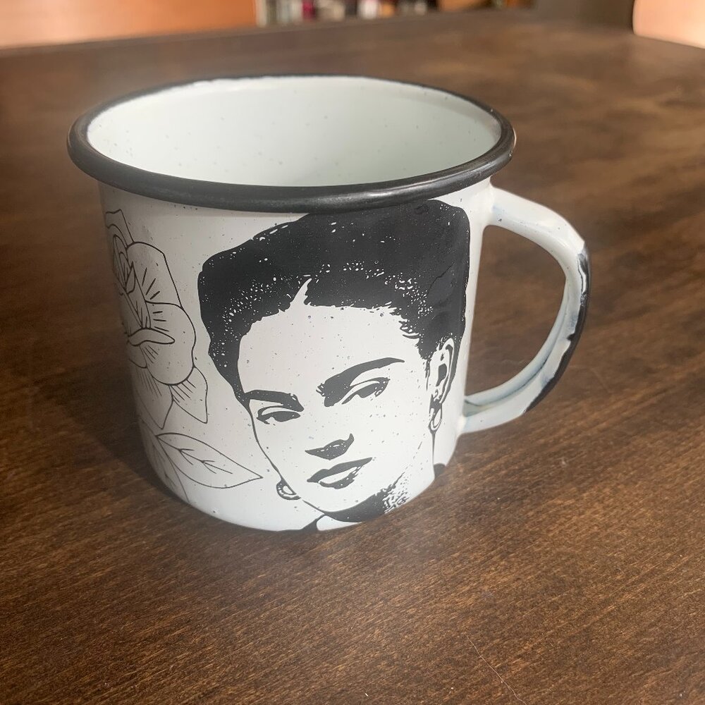 Handcrafted enamel Frida Khalo mug